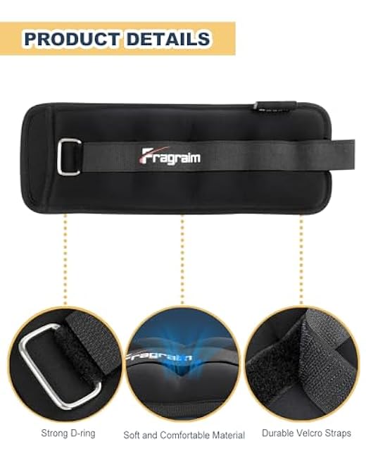 Fragraim Ankle Weights for Women Men Kids 1/2/3/4/6/8/10 LBS 1 Pair Leg Arm Wrist Weights with Adjustable Strap for Running, Walking, Pilates, Gymnastics, Aerobics, Physical Therapy