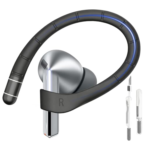 Adhiper Ganchos de Silicona para Orejas Compatibles con Samsung Galaxy Buds 3 Pro y Buds 3, Ganchos Deportivos Antipérdida con Aleación de Titanio con Memoria, con Cordón y Lápiz de Limpieza (Negro)