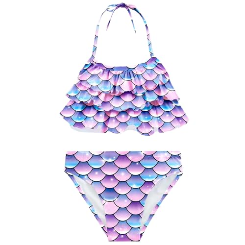 Image of GALLDEALS Girls 3 Piece Swimsuit Bathing Suits Bikini with Matching Cover Up Skirt 3 to 12 Years