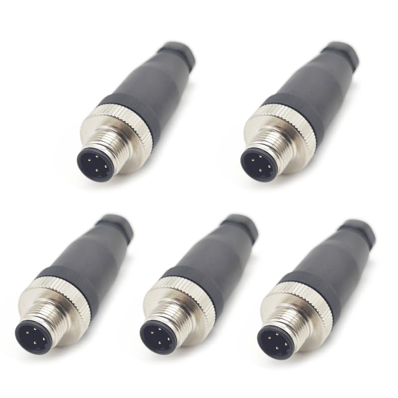 5 conectores circulares de D codificado 4 Pines m12, sensores de cable de 12 mm instalados en el sitio, conectores circulares industriales ip67 sin blindaje Código de conector recto D 250V 4a