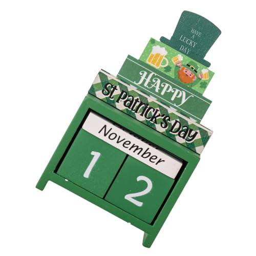 TEMPNAP 木製聖パトリックデー倒カレンダー 卓上装飾品 手動な字付き 伝統的なデスクオーナメント ホームオフィス向け節日ダウン