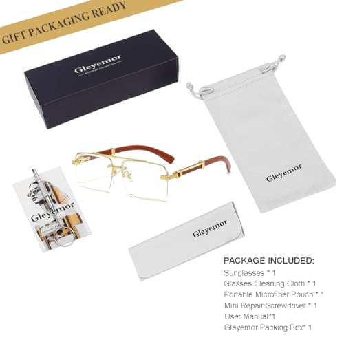 Image of Gleyemor Mens Sunglasses Fashion Rimless Rectangle Sunglasses Square Frameless Sunglasses for Men