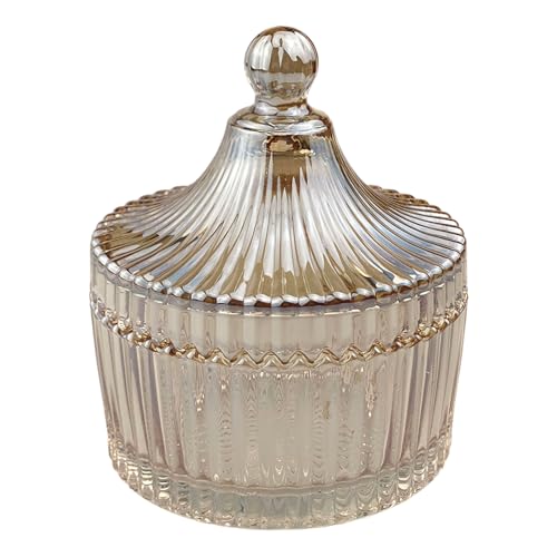 ASTRQLE Tarro de cristal para caramelos de 300 ml con tapa, elegante recipiente de cristal para galletas, forma de tienda de campaña, plato de almacenamiento decorativo para el hogar, oficina