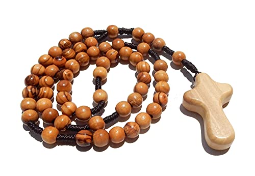 Olive Wood Catholic Rope Rosary with Comfort Cross – Premium Quality Genuine HJW Product - Exclusively Designed Christian Prayer Beads for a Meaningful Spiritual Experience