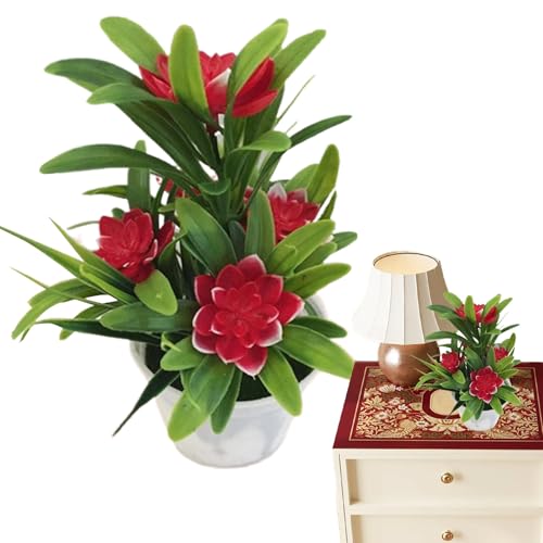 Zyntora Pequeñas plantas falsas con maceta, plantas artificiales en maceta, flores sintéticas sin riego, decoración estética de centro de mesa para mesa, mesa de café, escritorio, estante de baño