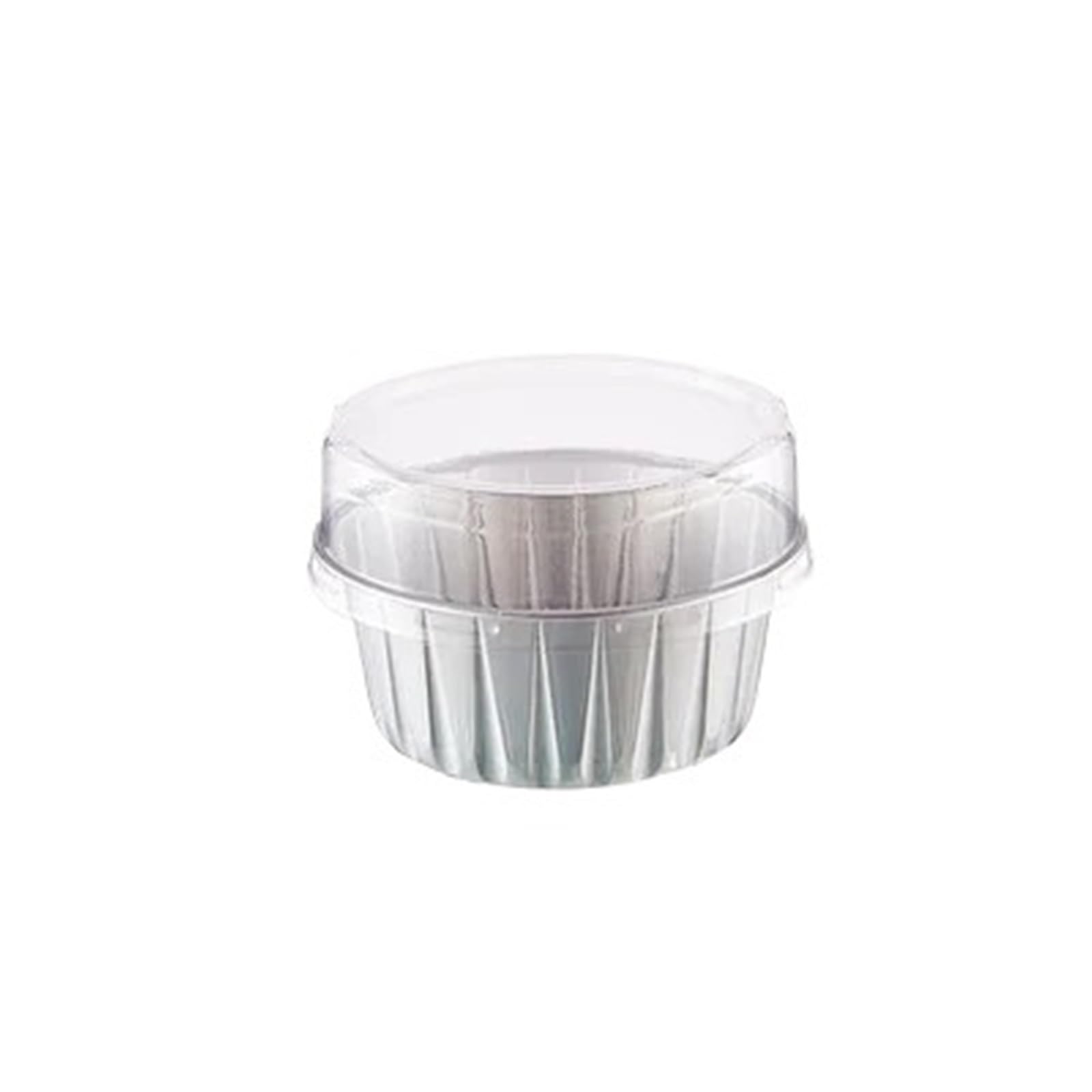 100 moldes de aluminio 125 ml for hornear pasteles, pudines, mousses, postres, magdalenas, con tapa Tazas De Papel De Pastel(Silver)