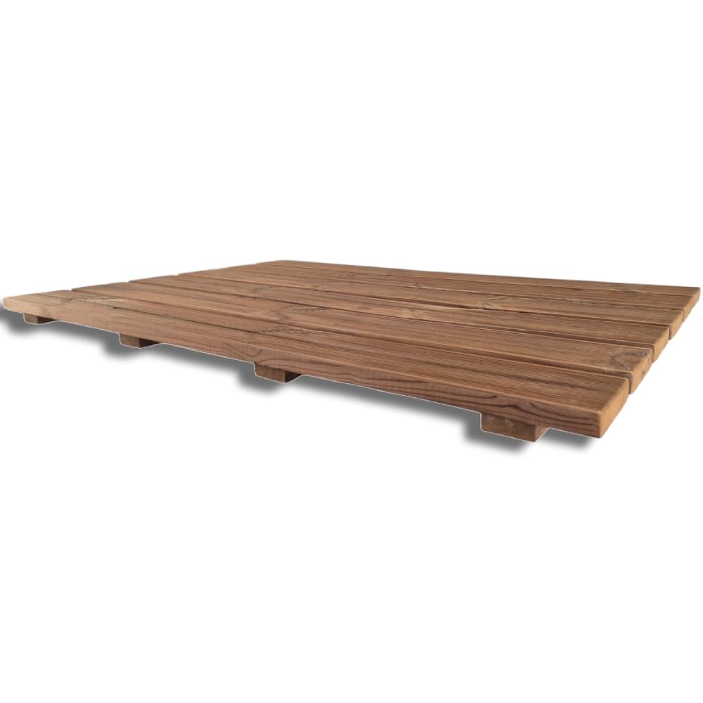 SUNWOOD Thermo-Wood Duschbrett aus Holz, 118 x 78 cm, innen und außen, mit rutschfesten Füßen