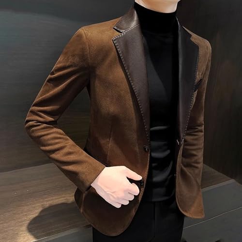 Men's Single Breasted Slim Fit Blazer Vintage Business Casual Suit Jacket Daily Office Classic Sport Coat4