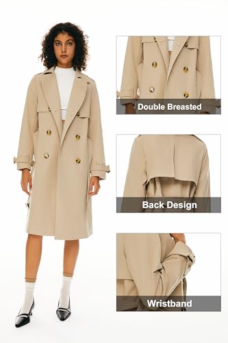Stylish and Versatile Orolay Women’s Khaki 3/4 Length Trench Coat with Belt – Medium Size - Image 6
