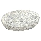 Lewondr Harz & Kies Seifenschale, Ovale Seifenhalter mit Geprägtem Mustern Dusche Seifenablage, Schnelltrockend Seifenbox Schwamm Aufbewahrungstablett für Waschtische Bad Küche Dusche, Weiß & Blau