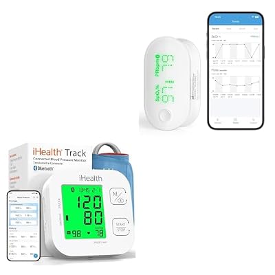 iHealth Home Health Kit—Track Smart Upper Arm Blood Pressure Monitor with Wide Range Cuff + Rechargeable Fingertip Pulse Oximeter