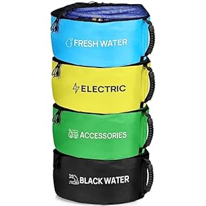 4 Pack Waterproof RV Hose Storage Bags, RV Accessories for Inside, RV Utility Bag for 4 Colors Organization, Store Your Fresh Water Sewer Hoses Electrical Cords & Accessories with Our RV Storage Bag