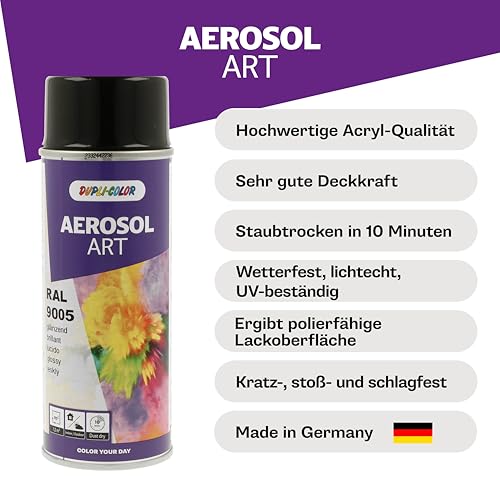 DUPLI-COLOR AEROSOL ART RAL 9005 Tiefschwarz glänzend 400 ml - Sprühfarbe – Ansicht 3