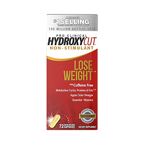 Weight Loss Pills for Women & Men | Hydroxycut Non Stimulant Pro Clinical | Non Stim Weight Loss Supplement Pills | Apple Cider Vinegar to Lose Weight | Metabolism Booster for Weight Loss, 72 Capsules