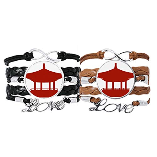 Bracelet pavillon de la Chine cadeau anniversaire couple cuir tressé