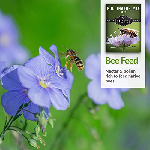 Survival Garden Seeds - Bee Pollinator Mix Seed For Planting - Packet With Instructions To Plant And Grow Annual & Perennial Flowers To Feed Bees In Your Home Garden - Non-Gmo Heirloom Varieties #TOP3