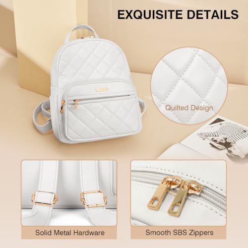 Image of Marvolia Mini Backpack Vegan Leather Small Backpack, White 1