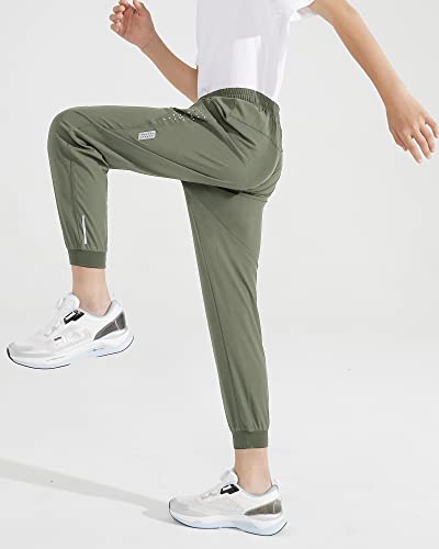 Dizoboee Boys Lightweight Jogger Pants Youth Kids Quick Dry Hiking Pants Active Athletic Pants With Zipper Pockets, Olive, Xl #TOP7