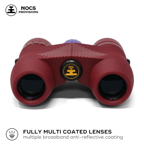 Image of Nocs Provisions Standard Issue 10x25 Waterproof Binoculars, 10X Magnification, Bak4 Prism, Wide View Multi-Coated Lenses for Bird Watching, Hiking & Backpacking - Sacrodes Red