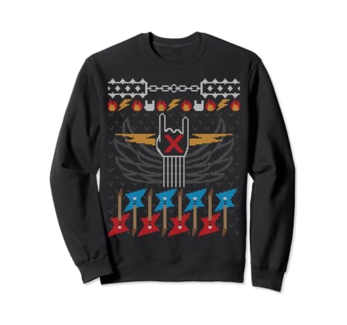 Heavy Metal X-Mas Rock Guitar Player Ugly Christmas Sweater Sweatshirt