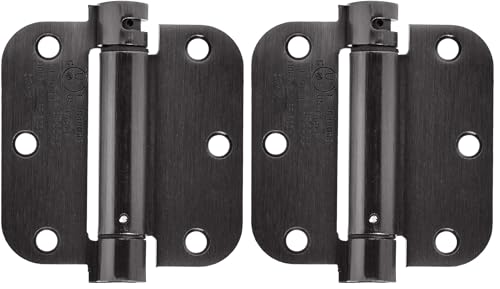 Image of Amazon Basics Self-Closing Door Hinge, 3.5 Inch x 3.5 Inch, Oil-Rubbed Bronze, 1-Piece, Hardware Included (Pack of 2)
