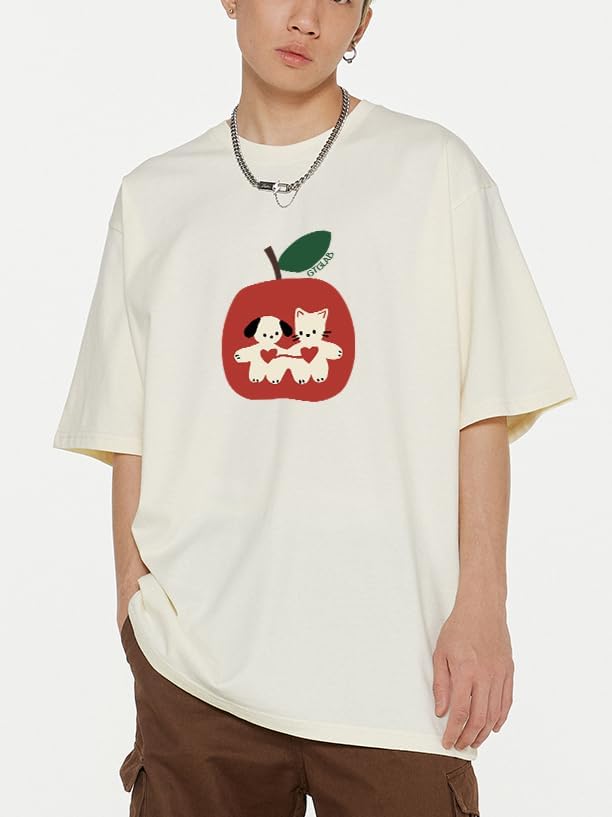 Whimsy Twee Clothes for Women Oversize Graphic Apple Tee Y2k Fashion Whimsical Clothes Streetwear - Image 3