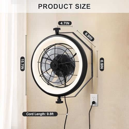 16" Wall Mount Fan with Light,Indoor Wall Fan with Remote/App Control by Fansdrick - Used condition - Image 8