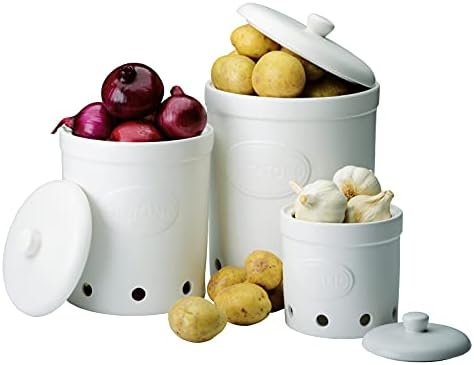 The Drh Collection BIA Embossed White Pottery Garlic Cellar 401847