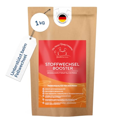 The Horse Vitality Company Stoffwechselbooster für Pferde 1 kg Pulver | Mischung aus Kräutern, Zink & Magnesium | Fellwechsel, Immunsystem & Vitalität | 100% natürlich | Made in Germany