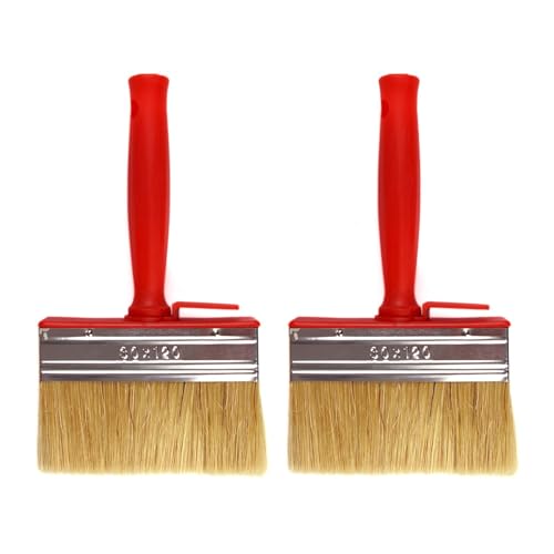 Paint Brushes Set, 2 Pack Fence and Wall Painting Tools, Professional Removable Block Brushes Paint Brush Decking Brush Set for Painting Shed, Fence, Decking and Exterior Walls, 120 mm(COLOR:red)