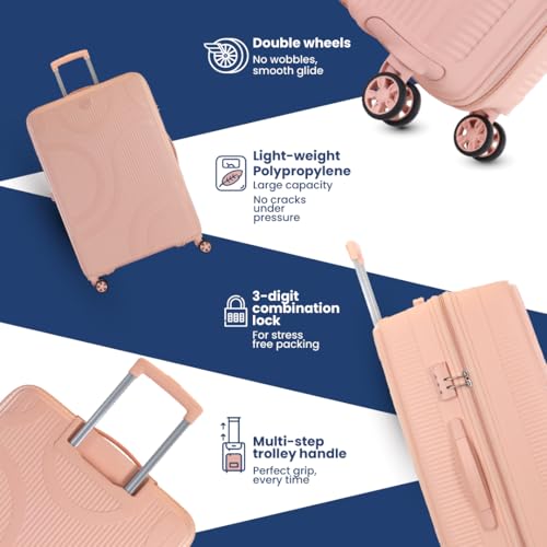 Image of KAMILIANT by American Tourister Selva|Trolley Bag Set of 2 (56+69 cms) for Travel| Hard Case Polypropylene (PP) Suitcase|360 8-Wheel Spinner Luggage Trolley|Combination Lock| Peach