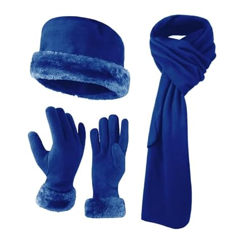 boxed-gifts Women's Warm Fleece Winter - Women's Hat and Glove Set + Hats Gloves Scarves for Women (Royal Blue) Cover