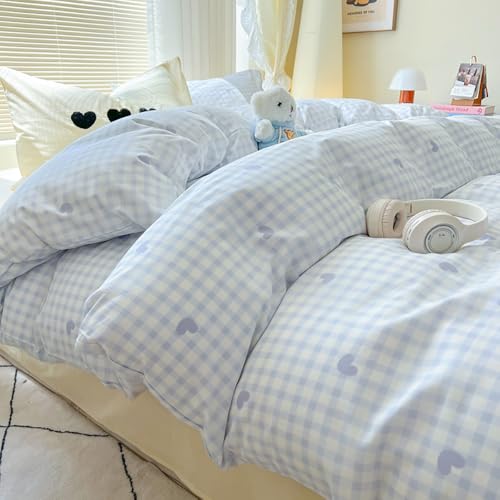 Parure de lit double en microfibre pour enfants avec fermeture éclair bleue - 2