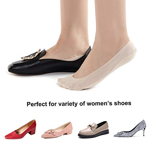 Image of Womens No Show Thin Socks Cotton Nylon Low Cut Liner Non Slip hidden Invisible Socks for Flats Sneaker 5 pack