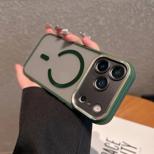 Coque iPhone 15 Plus transparente anti-jaunissement magnétique couleur vert foncé