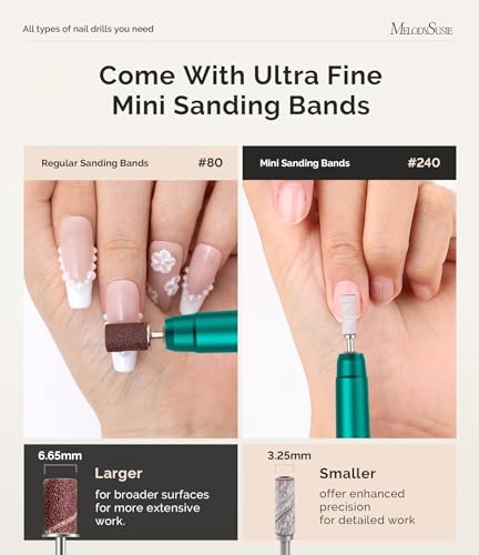 MelodySusie Broca Elétrica Portátil para Unhas, Lixa de Unha Profissional Sem Fio de 30000 Rpm, Lixa