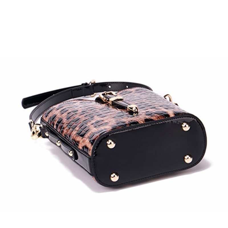 Leather leopard print calfskin cross-body bag, small size, miniature, mobile phone pocket, detachable shoulder strap, crocodile print4