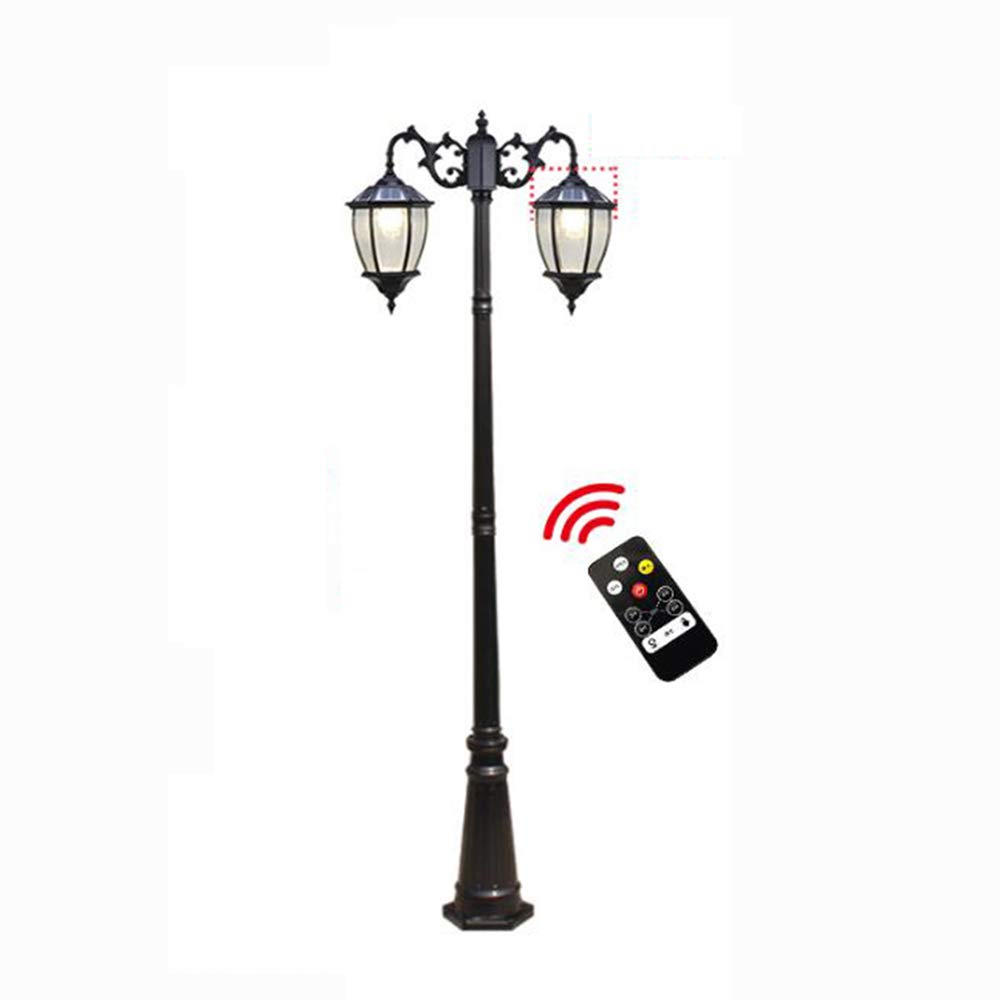 Lamp Post Lights Outdoor Retro European Solar High Pole Street Light LED Waterproof Post Light Super Bright Energy Saving Aluminum Pole Light Outdoor Lighting Landsca(Noir-220CM) (Noir 250CM)