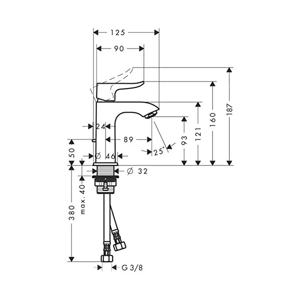 hansgrohe Wasserhahn Metris (Armatur mit Auslauf Höhe 100mm und Zugstangen-Ablaufgarnitur) Chrom – Bild 5