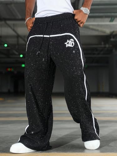 ZAFUL Mens Baggy Sweatpants Wide Leg Y2k Elastic Waist Track Pants Printed Casual Pants Streetwear Men with Pockets2