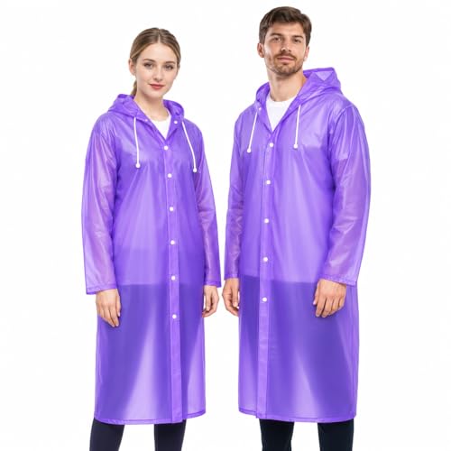 Image of Raincoat for Men & Women | Reusable Hooded Rain Wear | Lightweight 140 GSM Rain Coat with Snap Buttons | Full Length Unisex Rain Coat for Travel, Bike Riding & Monsoon