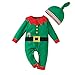 Trajes niñas bebés niños Navidad infantil moda mono + sombrero niños y mono Mono Estampado De (Green, 9-18 Months)