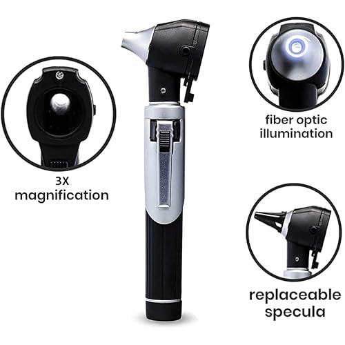 Fiber Optic Mini Otoscope Ear Healthy Tool for Home use with Extra Replaceable LED Light