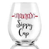 AGMdesign Nana's Sippy Cup Wine Glass, Grandma Gifts, Nana Birthday Gift for Nana, Best Nana Ever, N