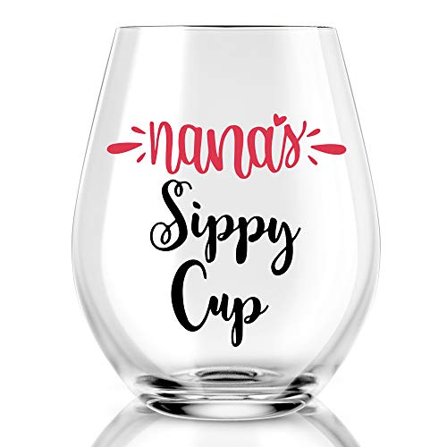 Agmdesign Nana's Sippy Cup Wine Glass, Grandma Gifts, Nana Birthday Gift For Nana, Best Nana Ever, Nana Gifts From Grandkids, Great Grandma Gifts, Funny Birthday Gifts For Mom From Daughter, Son #TOP5