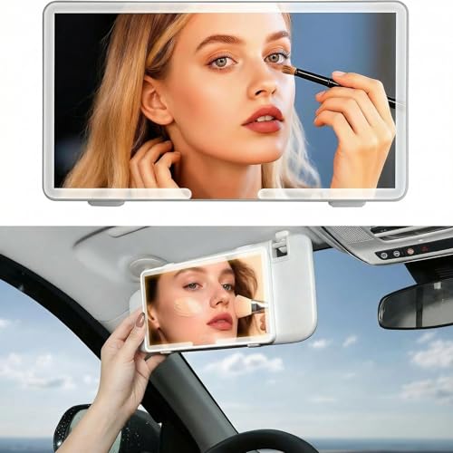 Image of H HANUMANT ENTERPRISE Premium Car Sun Visor Vanity Makeup Mirror - 78 LEDs Rechargeable with Smart Touchable Sensor Switch & 3 Light Modes, Universal Travel Makeup Mirror for Car