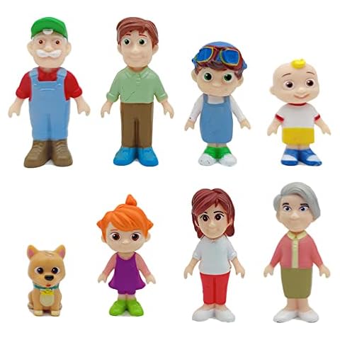 Pioneer Party 8PCS JJ Cartoon Melon Cake Topper, Mini Action Figures 2-3”, Birthday Cake Decoration Cover