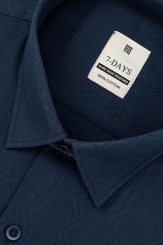 Image of 7-DAYS Men's Premium Formal Shirts - Regular Fit, Full Sleeve, 100% Pure Cotton, Self-Design, with Pocket - Stylish Office Shirts for Men