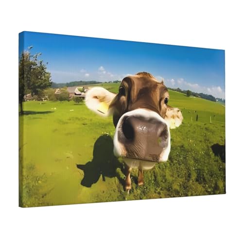 Affiche sur toile imprimé vache pour salon moderne et cosy