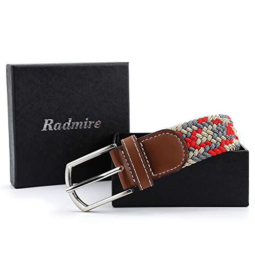 Image of Braided Canvas Woven Elastic Stretch Belts for Men /Women /Junior with Multicolored